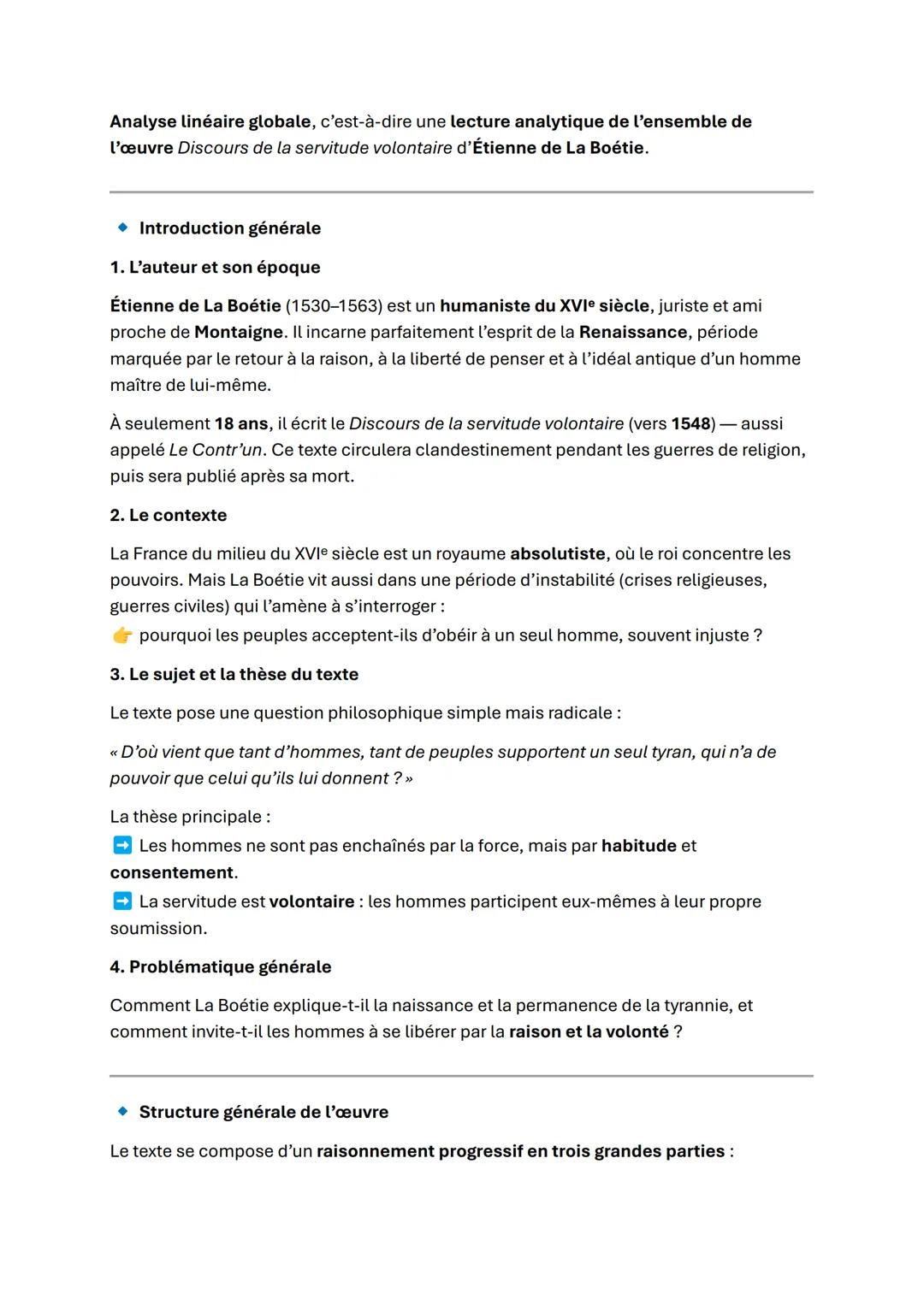 # Analyse Linéaire du Discours de la Servitude Volontaire

L'œuvre de La Boétie, Discours de la servitude volontaire, est une exploration pr