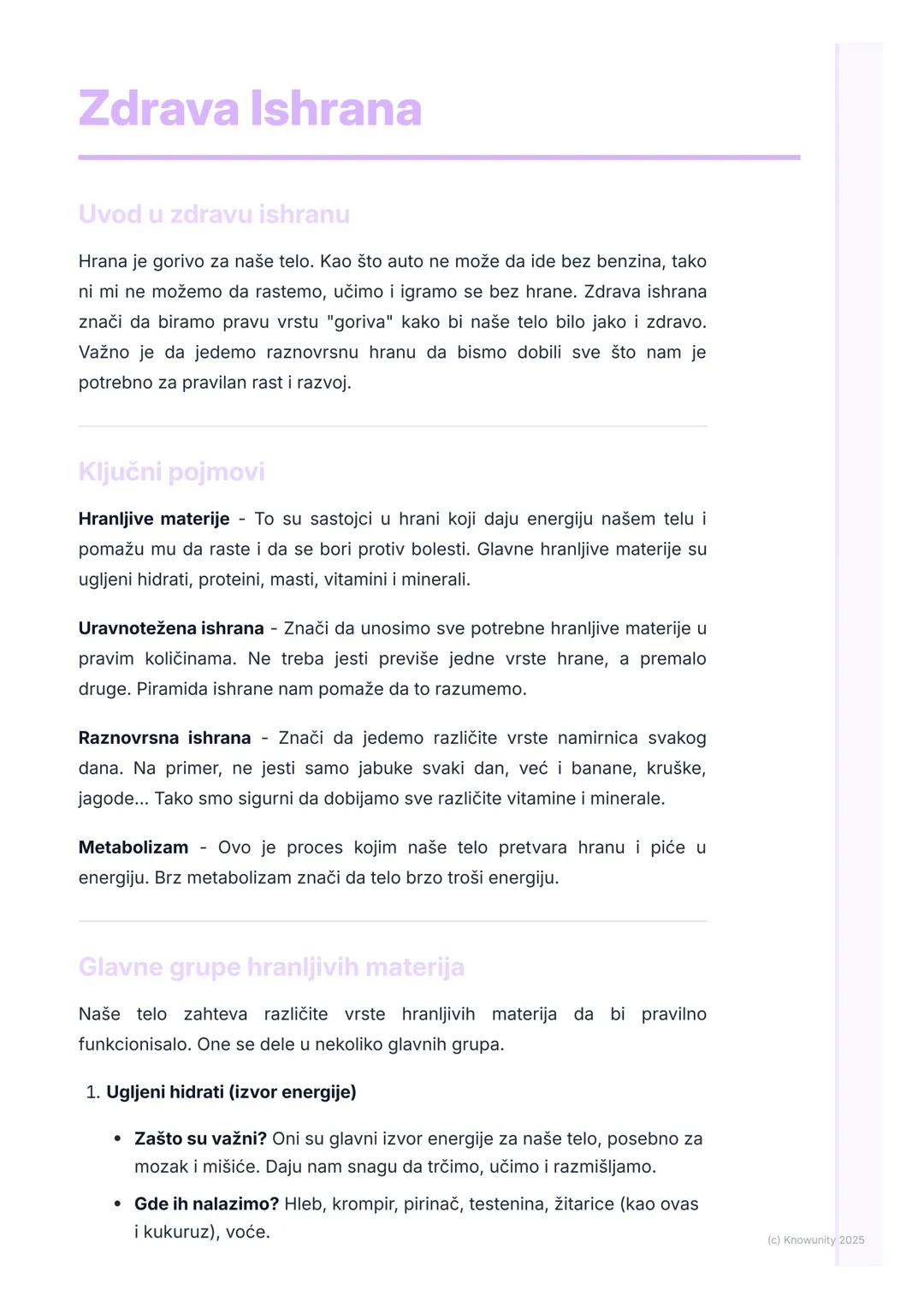 # Zdrava Ishrana

Uvod u zdravu ishranu

Hrana je gorivo za naše telo. Kao što auto ne može da ide bez benzina, tako
ni mi ne možemo da rast