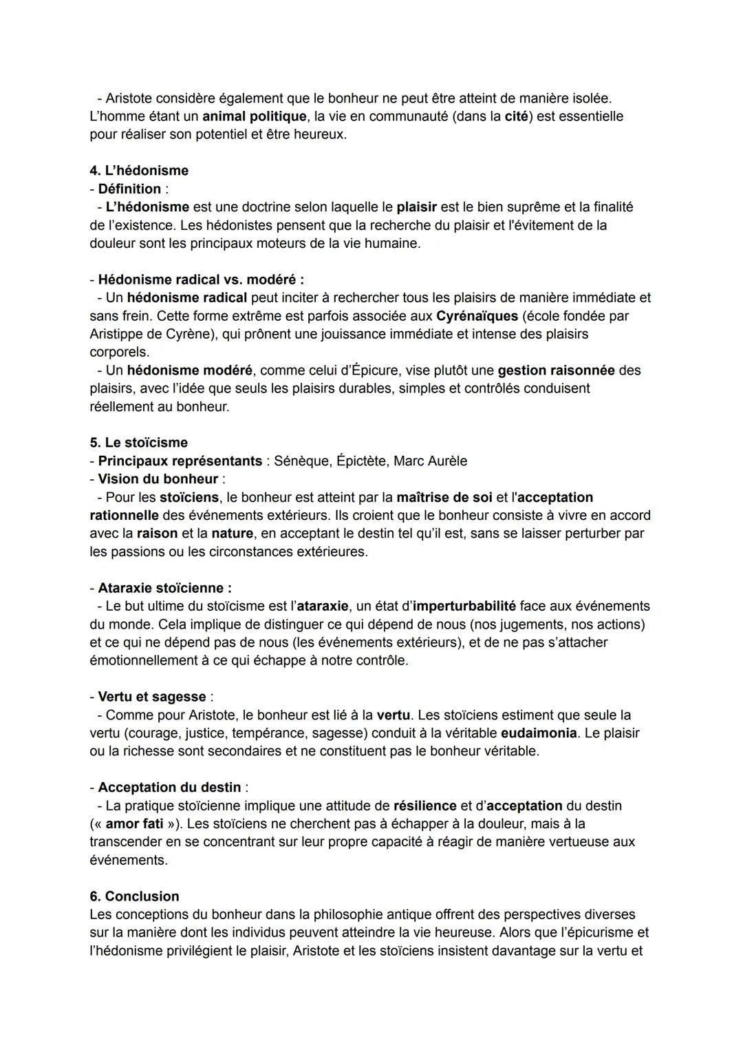 Fiche: Le bonheur - Épicure, Aristote, hédonisme, stoïcisme

1. Contexte philosophique
Le concept de bonheur a toujours été central dans la 