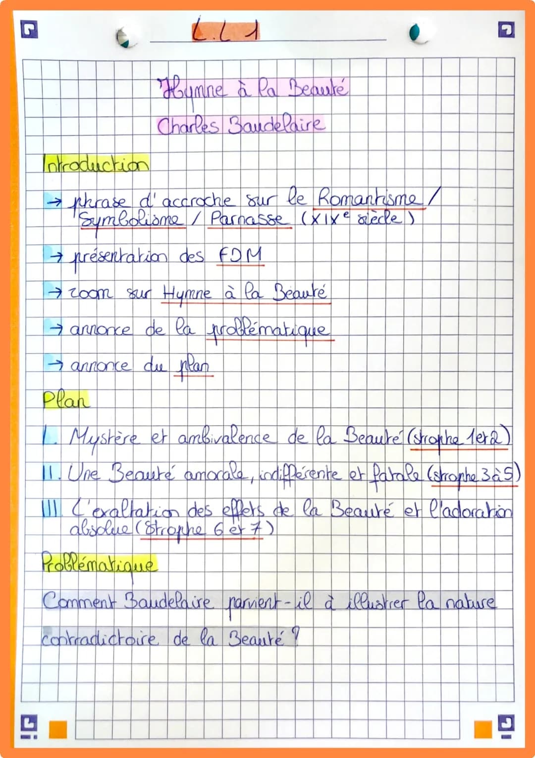 Hunne à la Beauté
Charles Baudelaire
Introduction
→ phrase d'accroche sur le Romantisme /
Symbolisme / Parnasse (XIXe siècle)
→ présentation