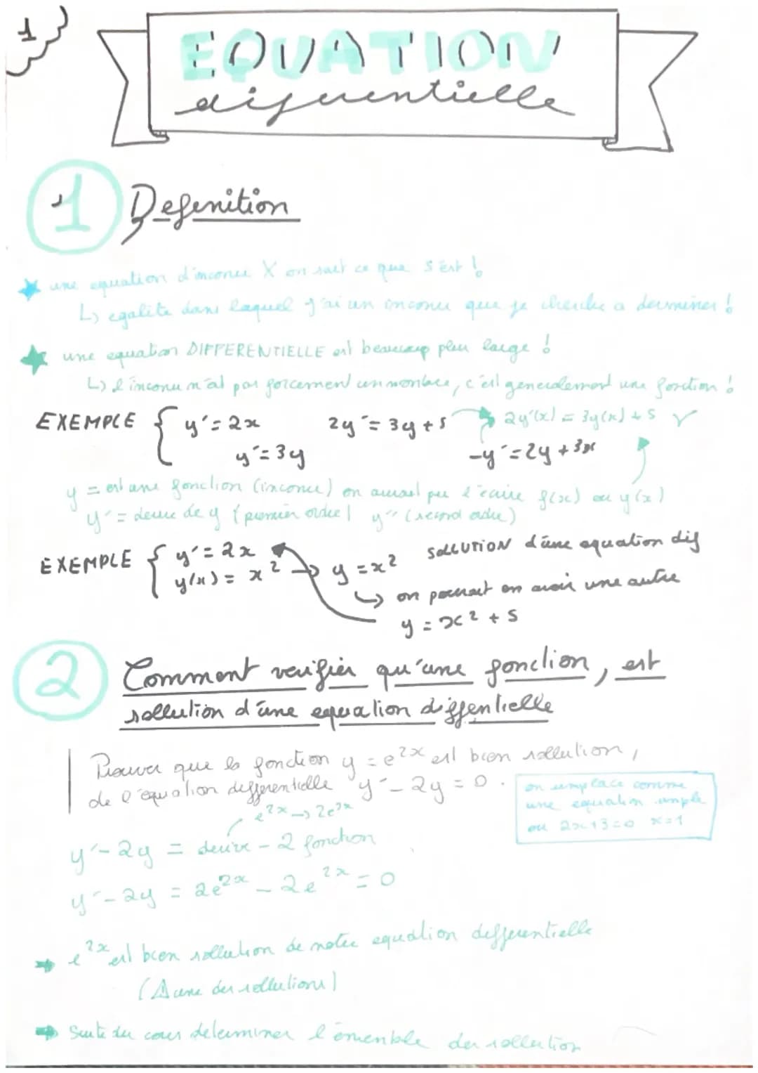 EQUATION
diguentielle
✓ Defenition
une
equation
d'inconce X
67
sat co
que
sest!
L
egalite
dans laquel J
ai un income que je cherche a dermin