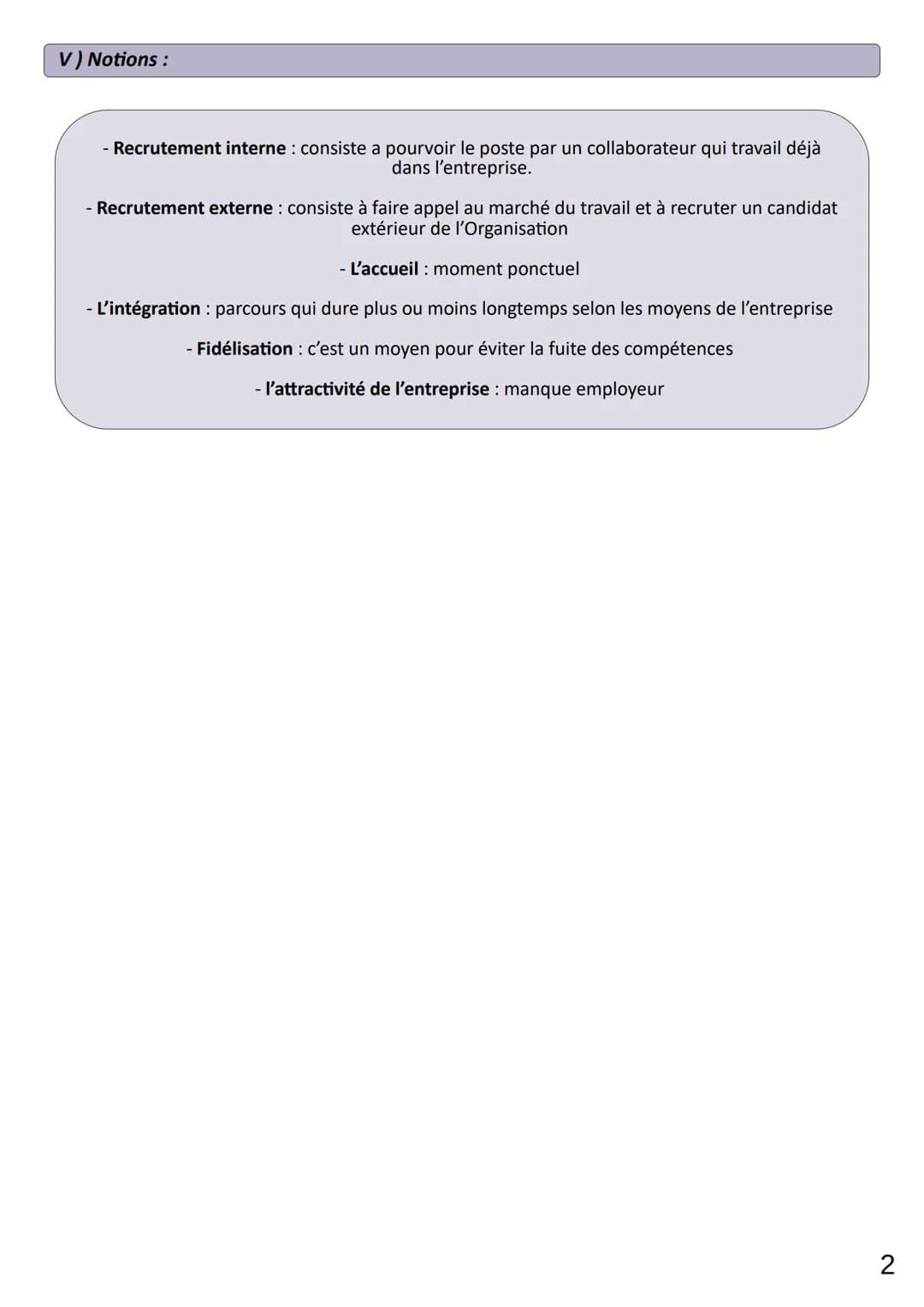 Thème 1
CHAP 2
LIMAUX Oriane
1) Les modes de recrutement :
Recrutement interne
II) La recherche de candidat:
Les candidatures
spontanées
III