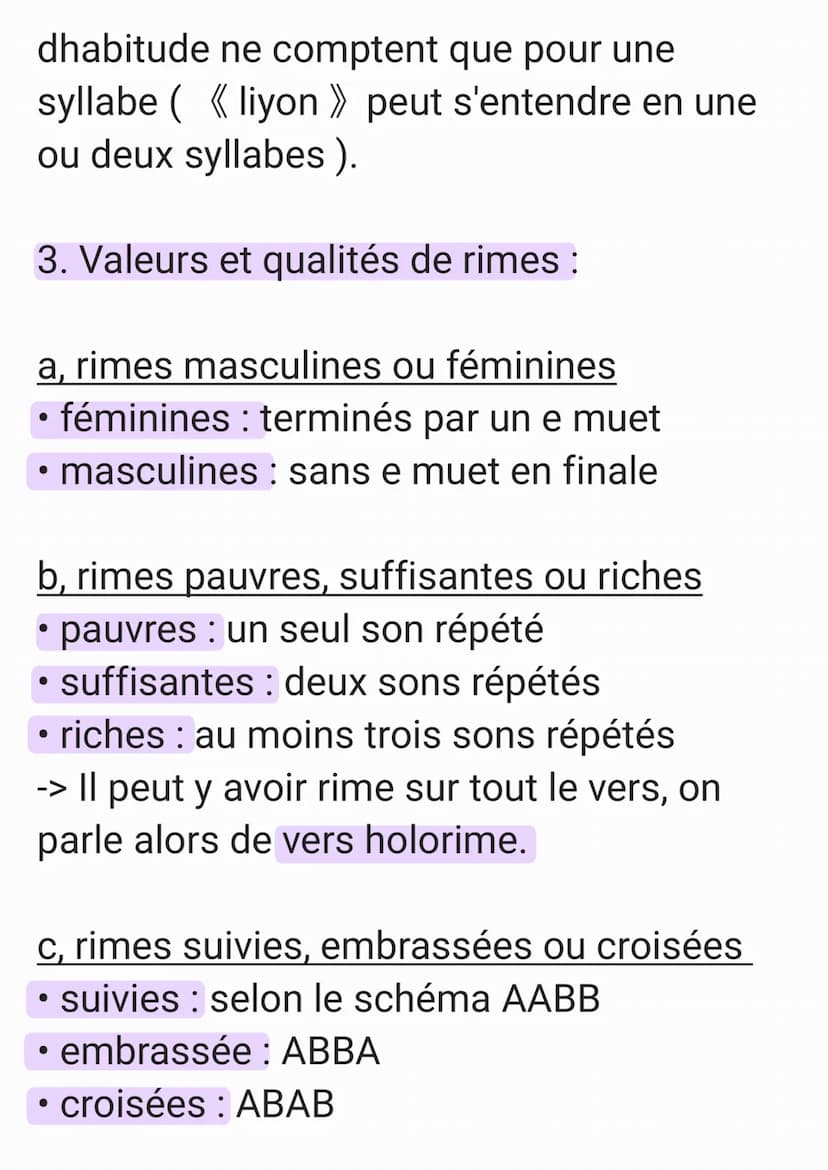 1. Les types de strophes :
2 vers: distiques
3 vers: tercet
4 vers: quatrain
5 vers : quintil
6 vers: sizain
7 vers: septain
8 vers: huitain