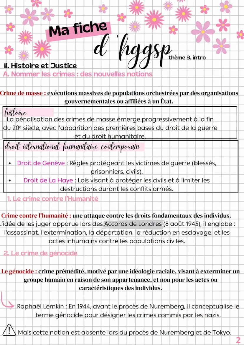 Ma
Fiched hggsp
thème 3. intro
CHAP INTRO: HISTOIRE ET MEMOIRE, HISTOIRE ET JUSTICE
**
I. Transmettre le passé : les liens complexes entre h