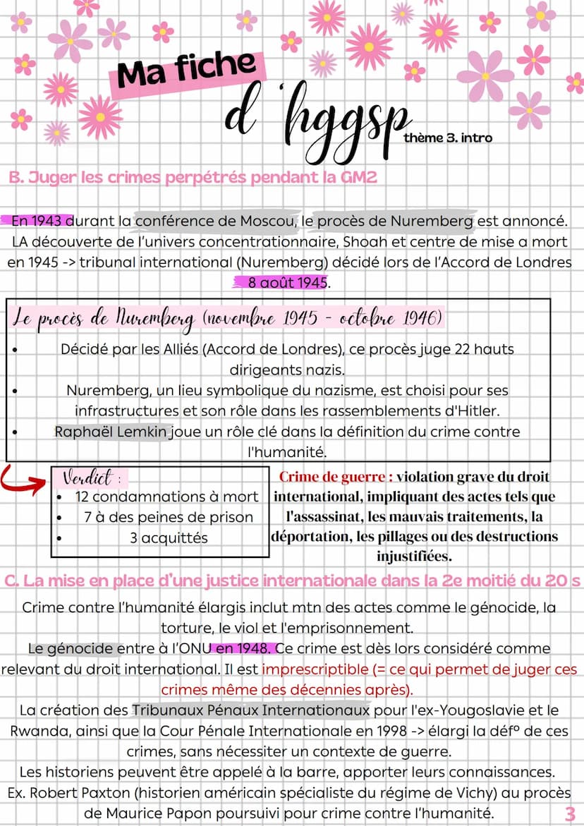 Ma
Fiched hggsp
thème 3. intro
CHAP INTRO: HISTOIRE ET MEMOIRE, HISTOIRE ET JUSTICE
**
I. Transmettre le passé : les liens complexes entre h