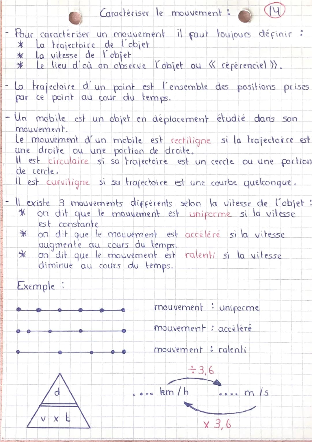 Caractériser le mouvement 