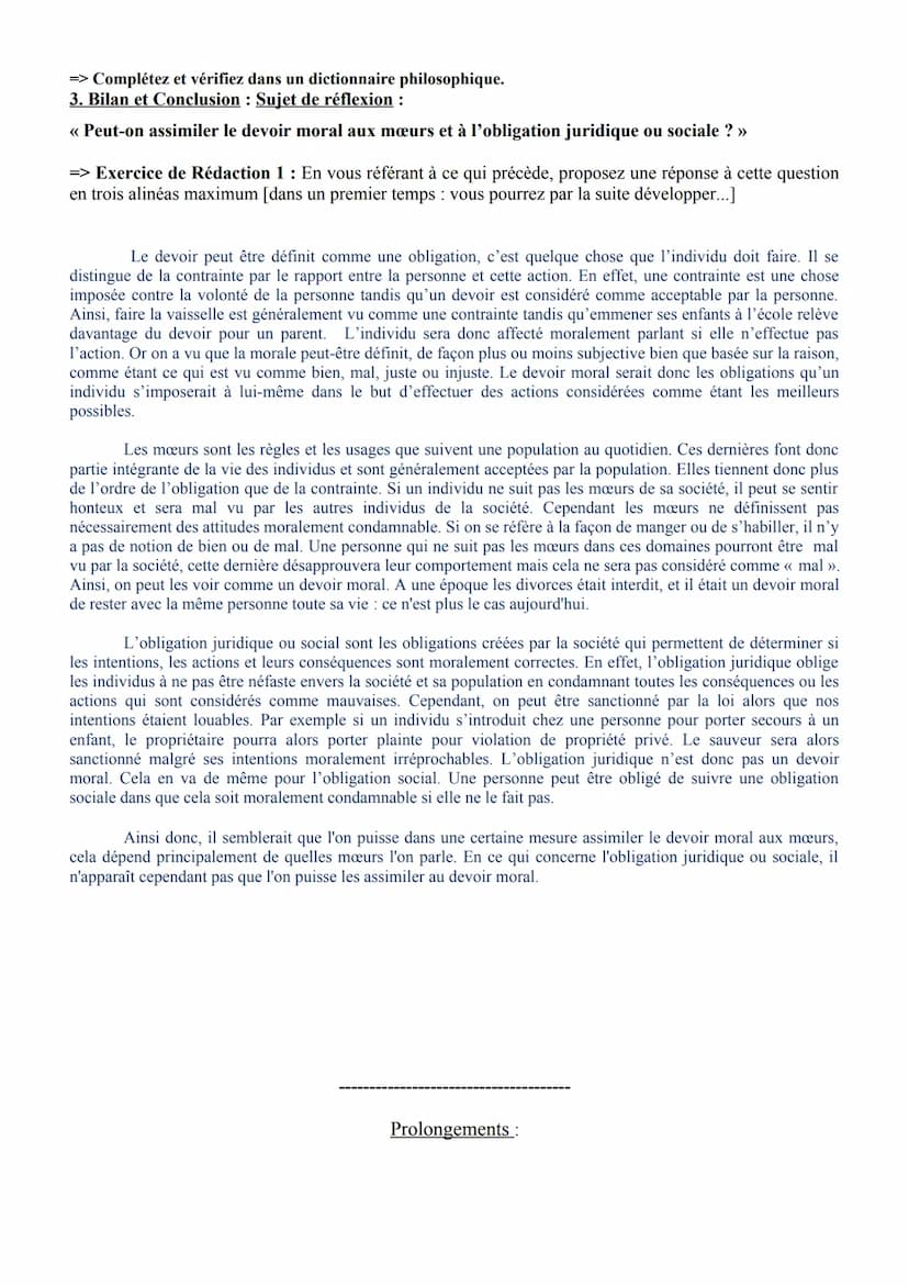 Éclairages sur la liberté
Titre II: Distinctions conceptuelles - La liberté dans ses rapports avec le droit, les mœurs, la
morale et les dif