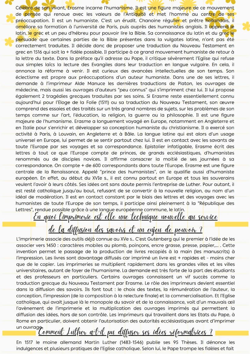 Thème 2 - XVe - XVIe s. : Un nouveau rapport au
monde, un temps de mutation intellectuelle
mopapitre 2 - Renaissance. Humanisme et réformes
