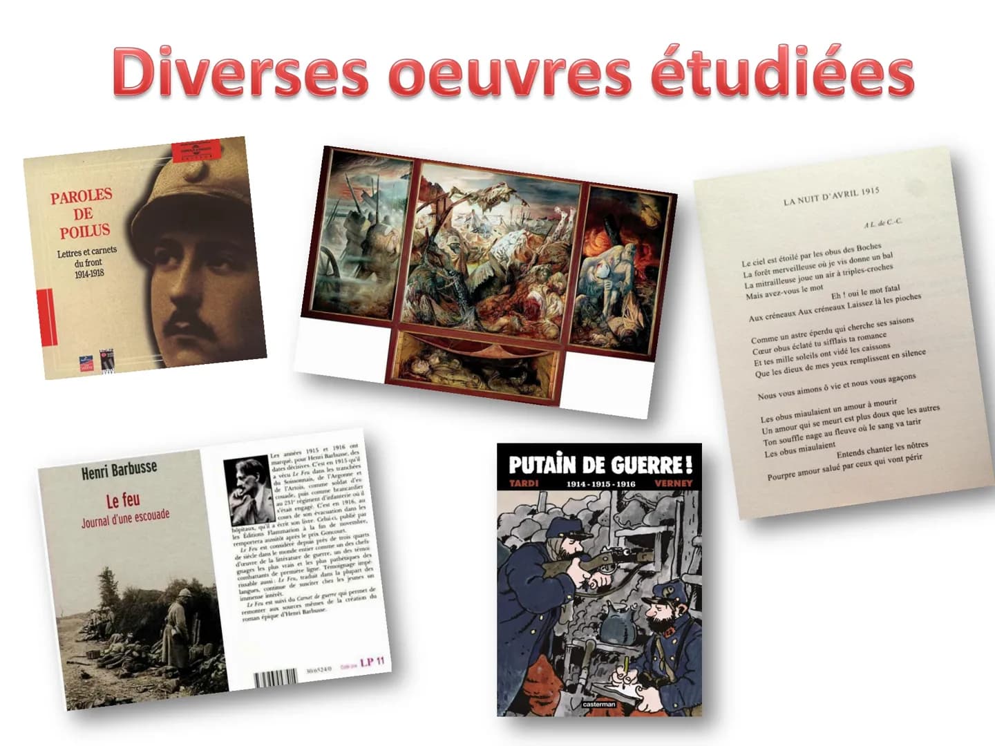 Histoire des Arts
LA 1ÈRE GUERRE MONDIALE VUE PAR
DIFFÉRENTS ARTISTES
Sohane
Qaouss 3⁹2
REMERCIEMENTS:
MME CORVEST ET M. LUGAN
MILOS << Le F