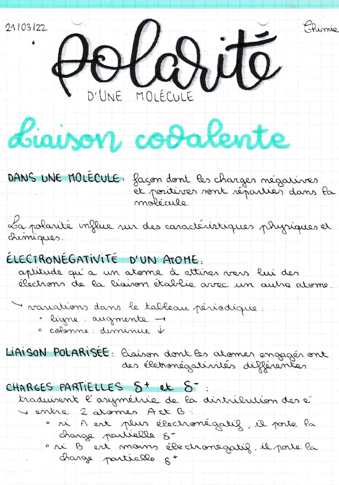 Polarité des Molécules : Exercices Corrigés et PDF