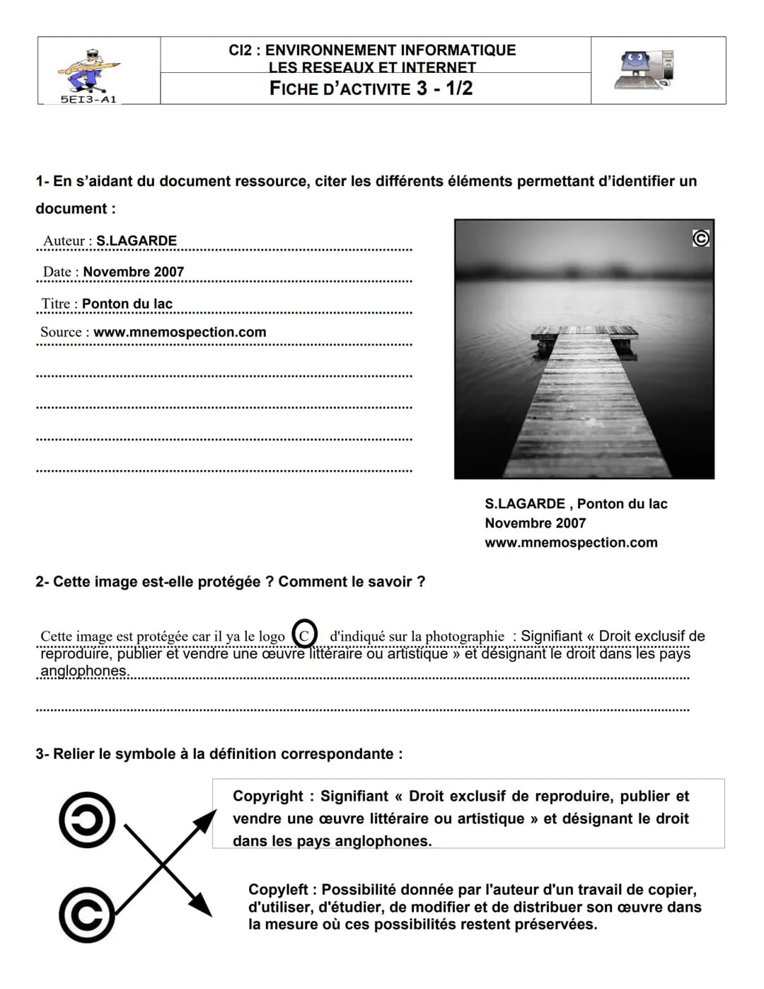 Seq2
Activité 1
Réseau informatique du collège
1) Les transferts de données :
switch
Quel est l'autre nom d'un commutateur ?
2) Comment les 