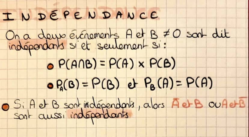 LES
Probabilité Conditionnelles
RAPPEL: ANB = intersection -> A et B
AUB= Union -> A ou B
OP(A) < 1 et P(A) = 1-P(A)
RÈGLES DE CALCUL:
00< P