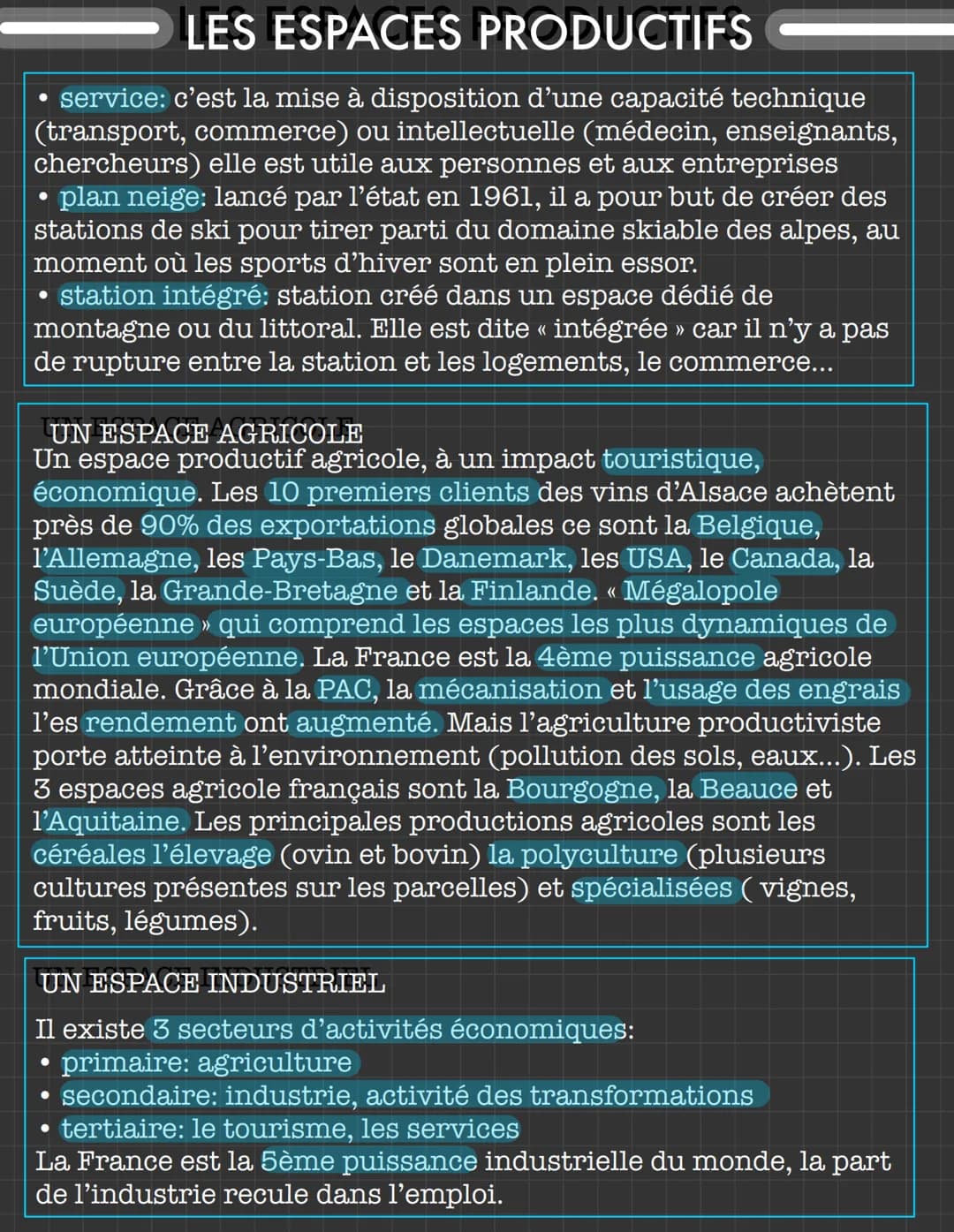 la PAC: la politique agricole commune: aide aux agriculteurs
donnée par l'Union européenne
●
LES ESPACES PRODUCTIFS
• industries agroaliment