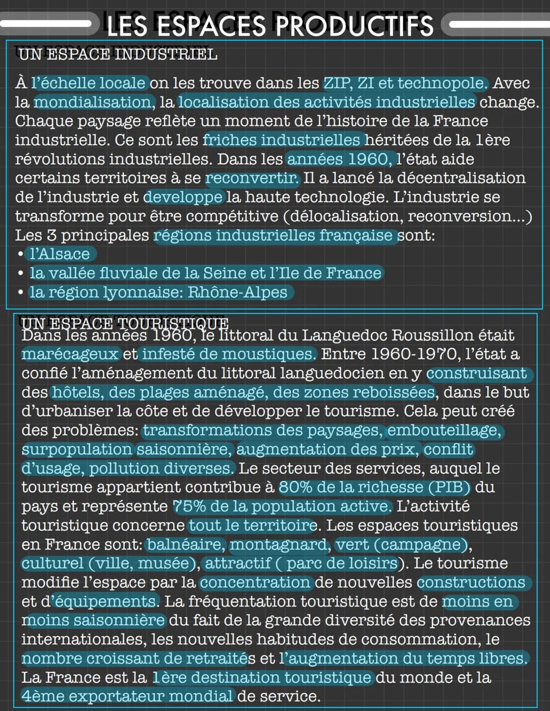 la PAC: la politique agricole commune: aide aux agriculteurs
donnée par l'Union européenne
●
LES ESPACES PRODUCTIFS
• industries agroaliment