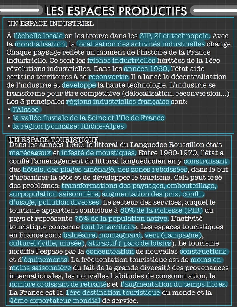 la PAC: la politique agricole commune: aide aux agriculteurs
donnée par l'Union européenne
●
LES ESPACES PRODUCTIFS
• industries agroaliment
