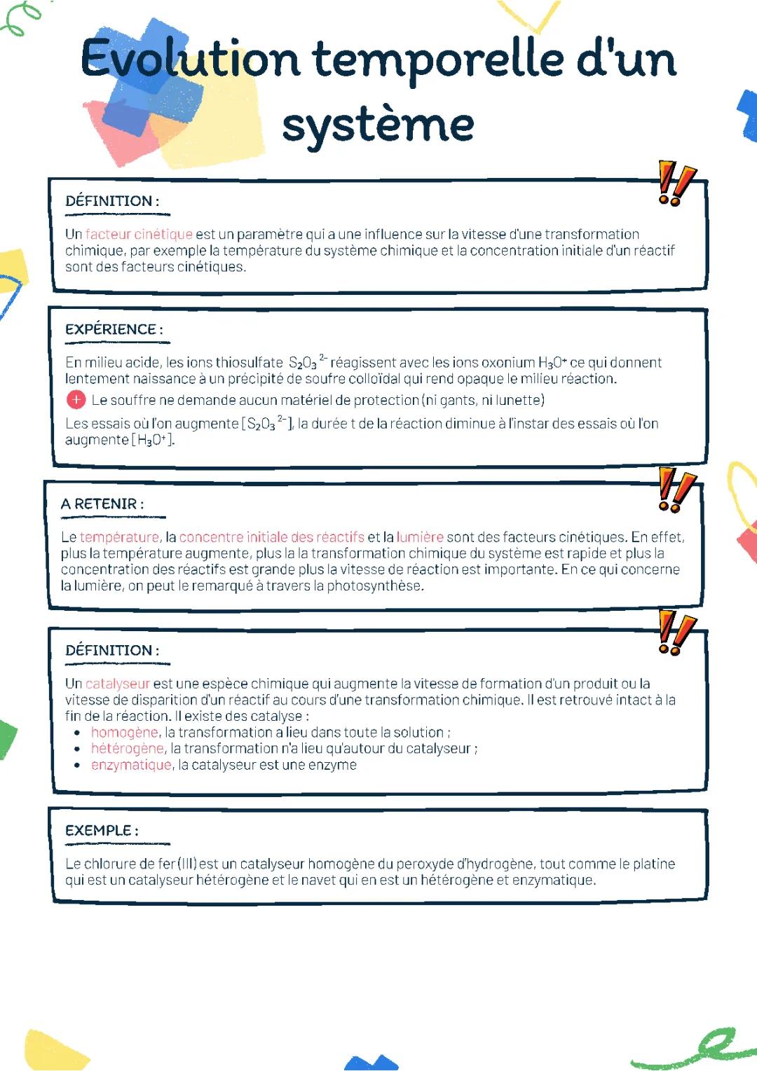 Évolution Temporelle d'un Système Chimique en Terminale - Exercice et TP