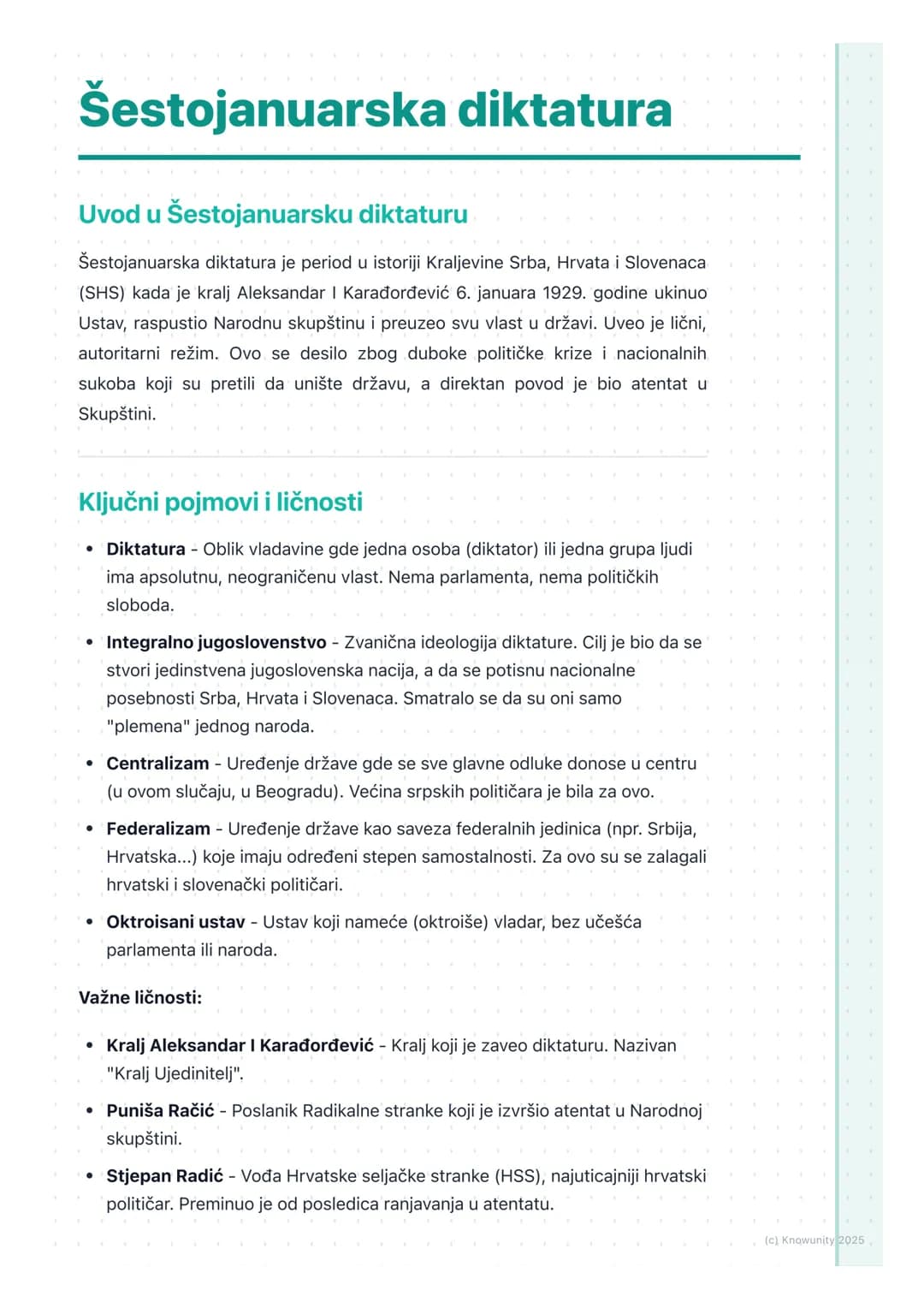 # Šestojanuarska diktatura

Uvod u Šestojanuarsku diktaturu

Šestojanuarska diktatura je period u istoriji Kraljevine Srba, Hrvata i Slovena
