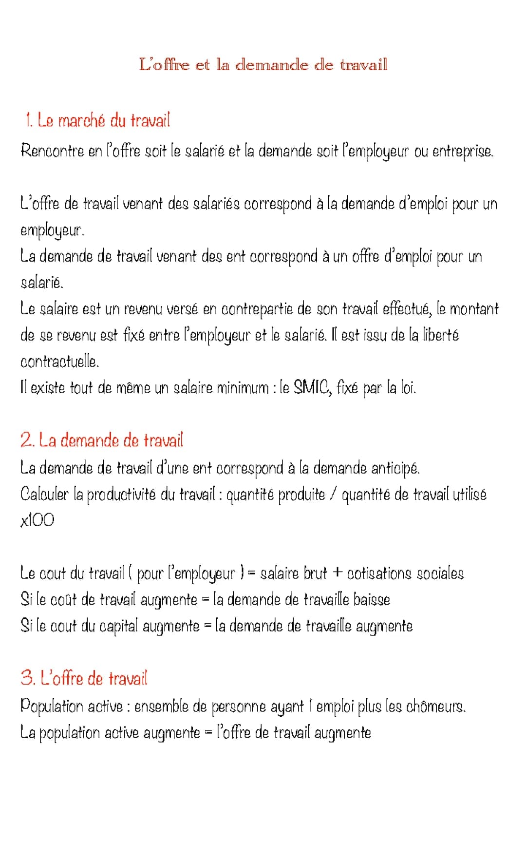 L’offre et la demande de travail 