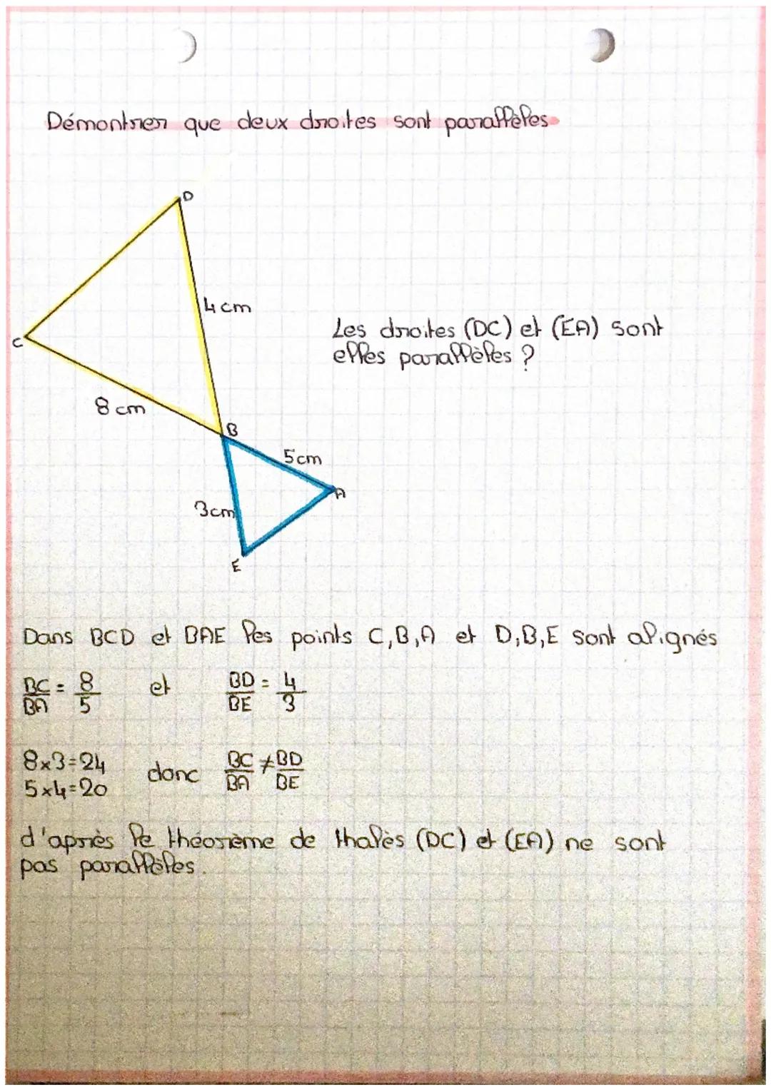 scal
théorème de thales i
->Le théorème de thales sent à trouver une
dans un biangle et dine si deux droites sont parallèles ou pas.
Pongueu