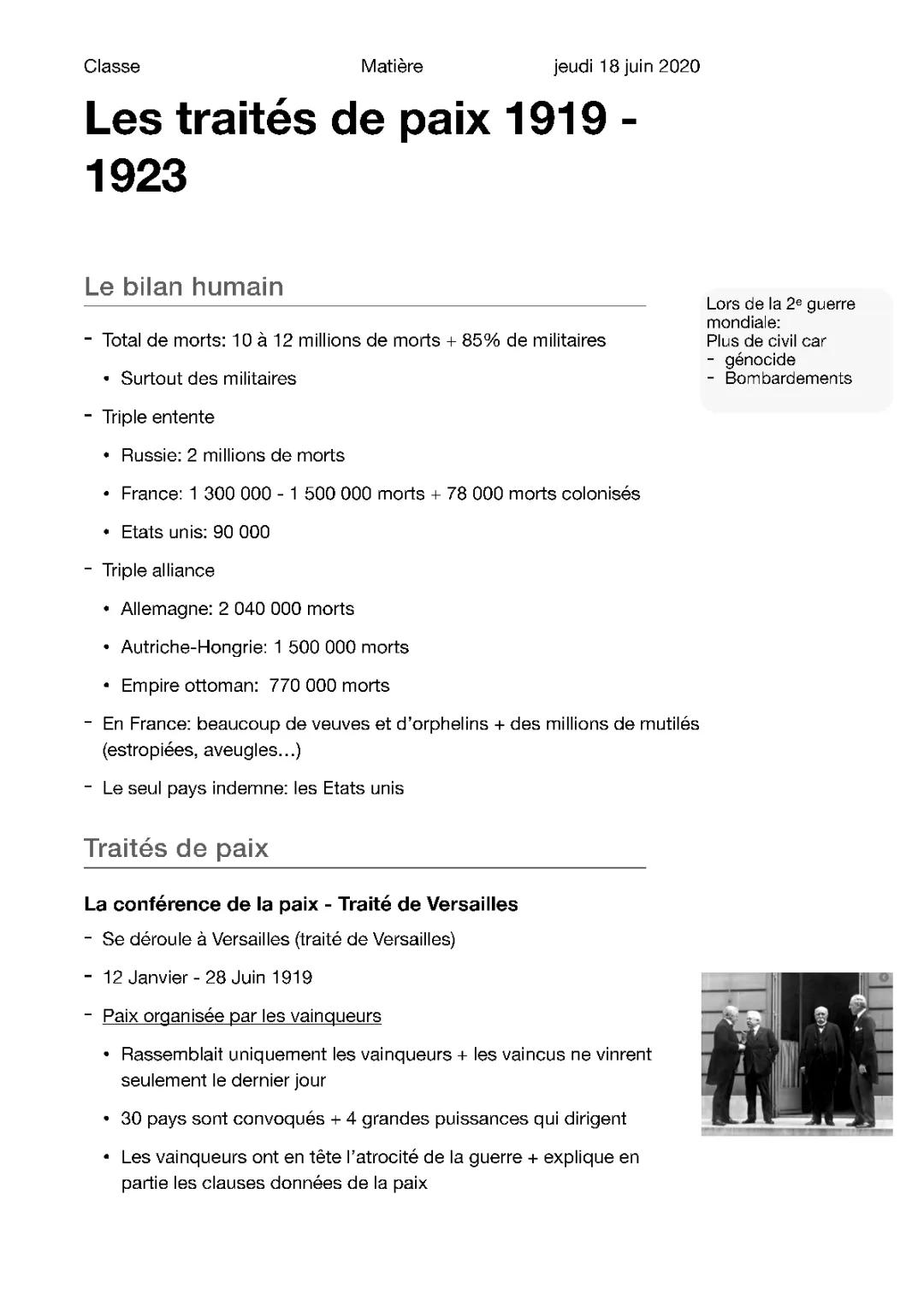 Résumé 3 - Traité de paix 1919-1923