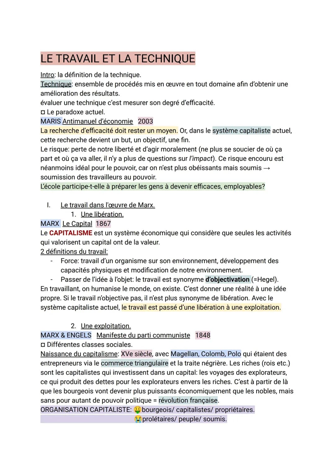 PHILO TERM: Le travail et la technique
