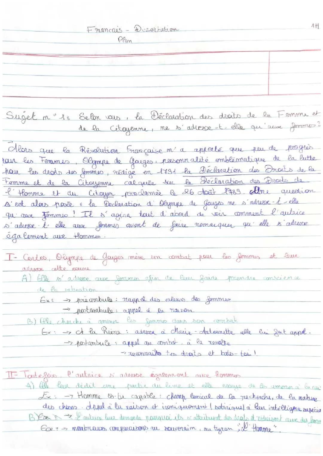 Déclaration des droits de la femme et de la citoyenne : Analyse Linéaire et Résumé par Olympe de Gouges
