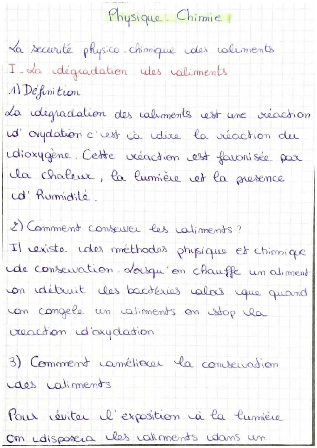 Chimie : la sécurité physico-chimique des aliments 