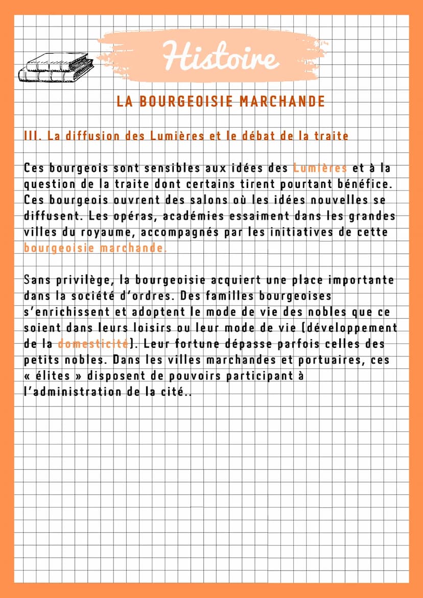 Histoire
LA BOURGEOISIE MARCHANDE
Introduction Le XVIIIe siècle est marqué par l'expansion et
le développement du commerce transatlantique. 
