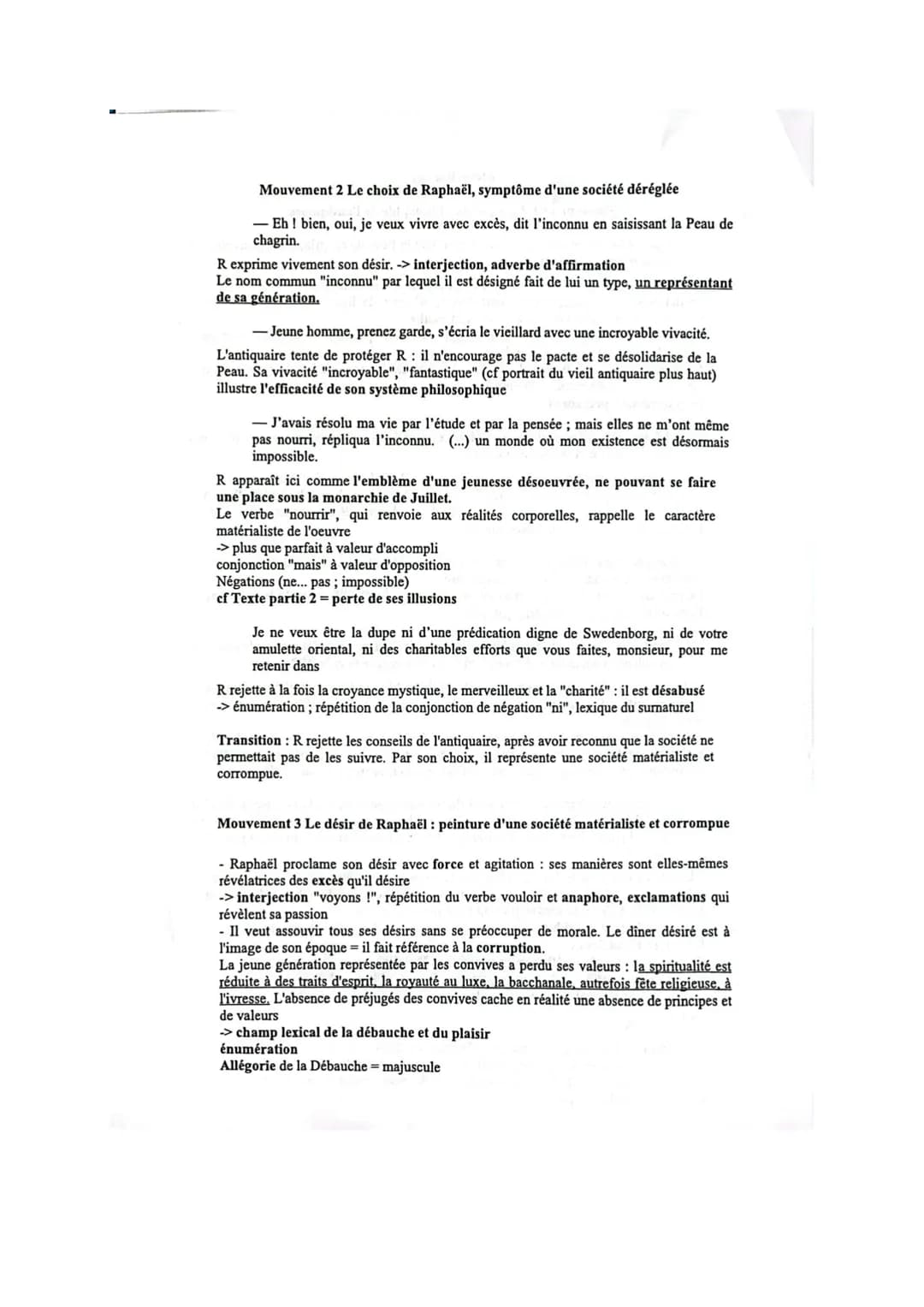 Etude linéaire
Mouvement 1 La leçon de philosophie de l'antiquaire
Ceci, dit-il d'une voix éclatante en montrant la Peau de chagrin, est le 