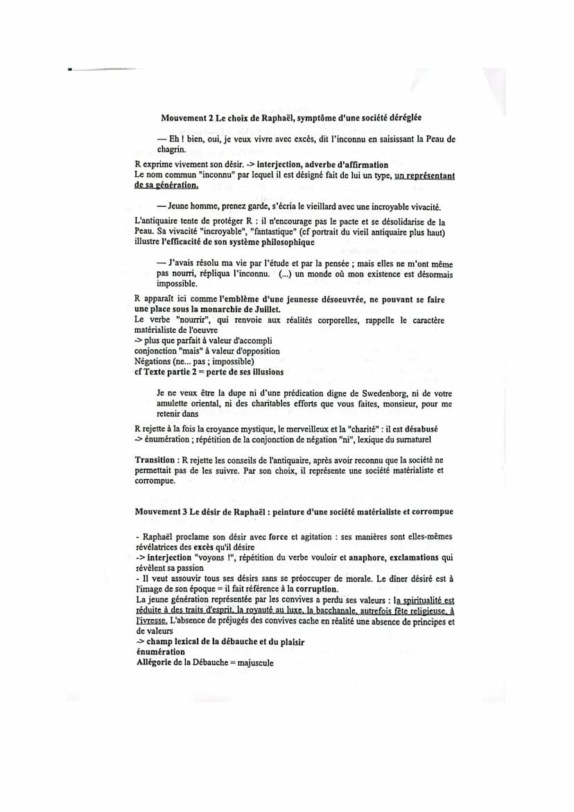 Etude linéaire
Mouvement 1 La leçon de philosophie de l'antiquaire
Ceci, dit-il d'une voix éclatante en montrant la Peau de chagrin, est le 