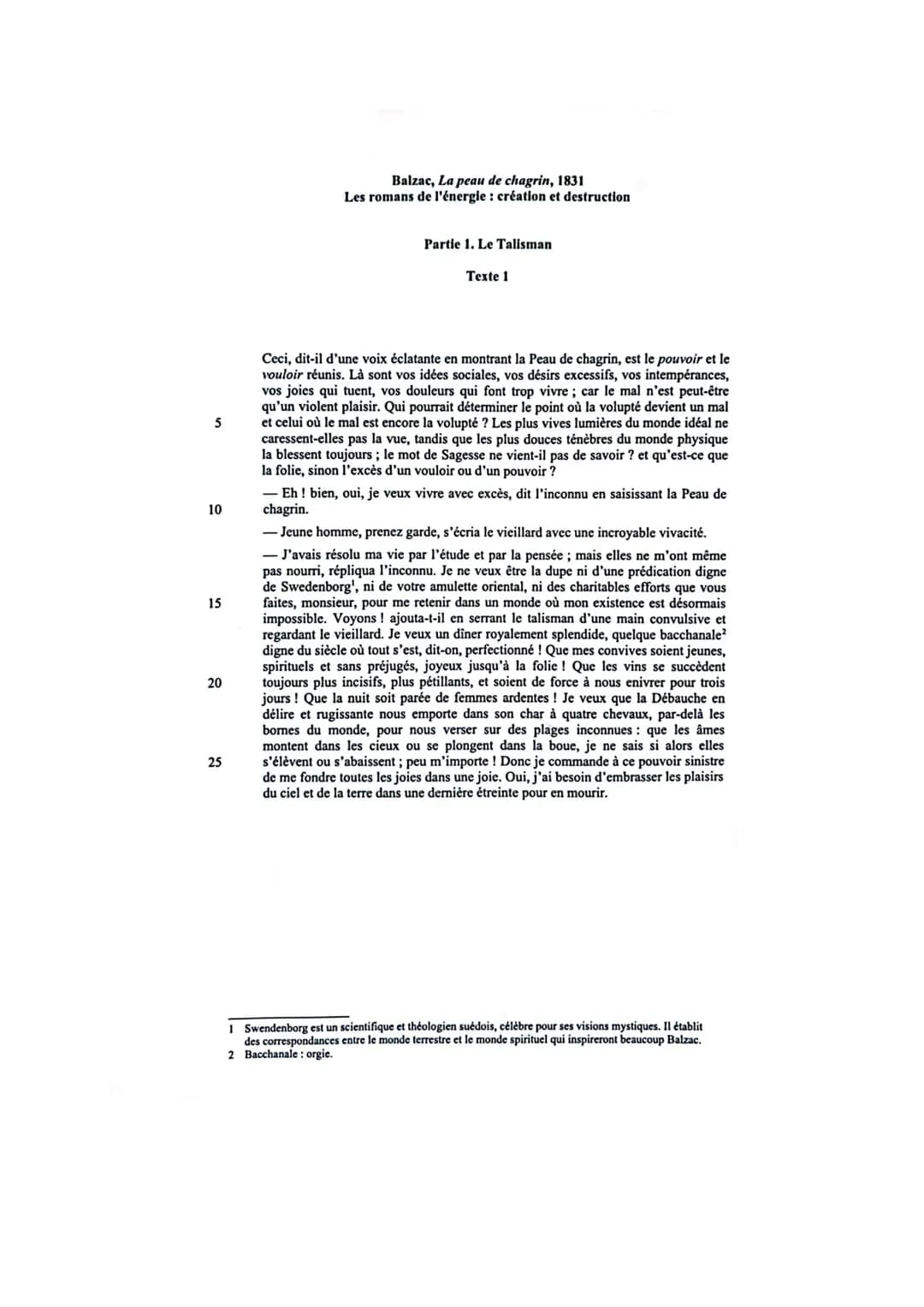 Etude linéaire
Mouvement 1 La leçon de philosophie de l'antiquaire
Ceci, dit-il d'une voix éclatante en montrant la Peau de chagrin, est le 