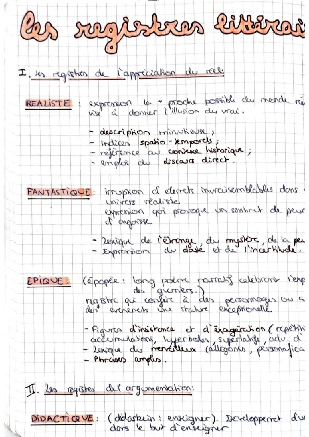 Cas
registres liviras
I les registes de l'appreciation du reel.
REALISTE
expresion
expresion la e proche possible du monde
vise à donner ill