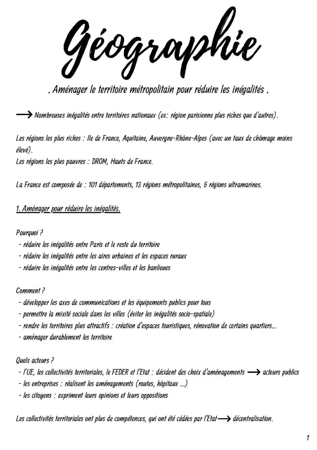 Cours Aménagement du Territoire: Exemples et Définitions