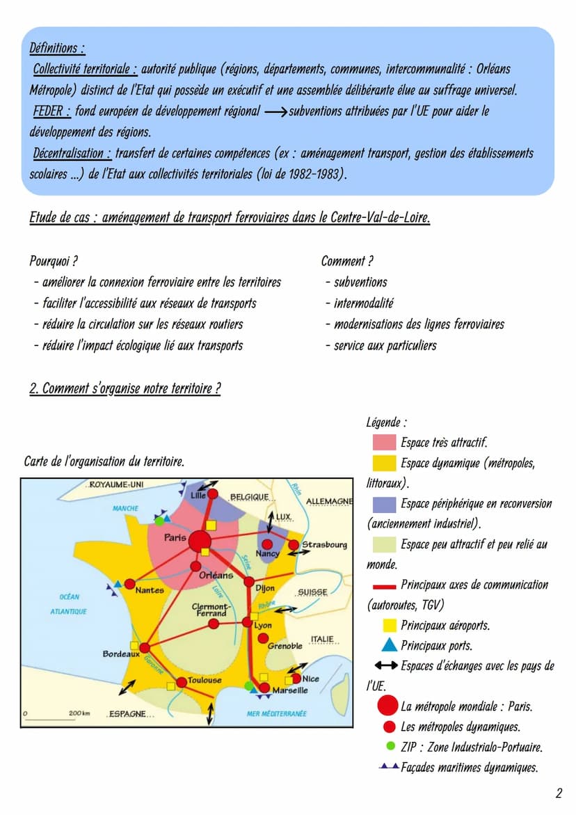 Nombreuses inégalités entre territoires nationaux (ex: région parisienne plus riches que d'autres).
Les régions les plus riches : Ile de Fra