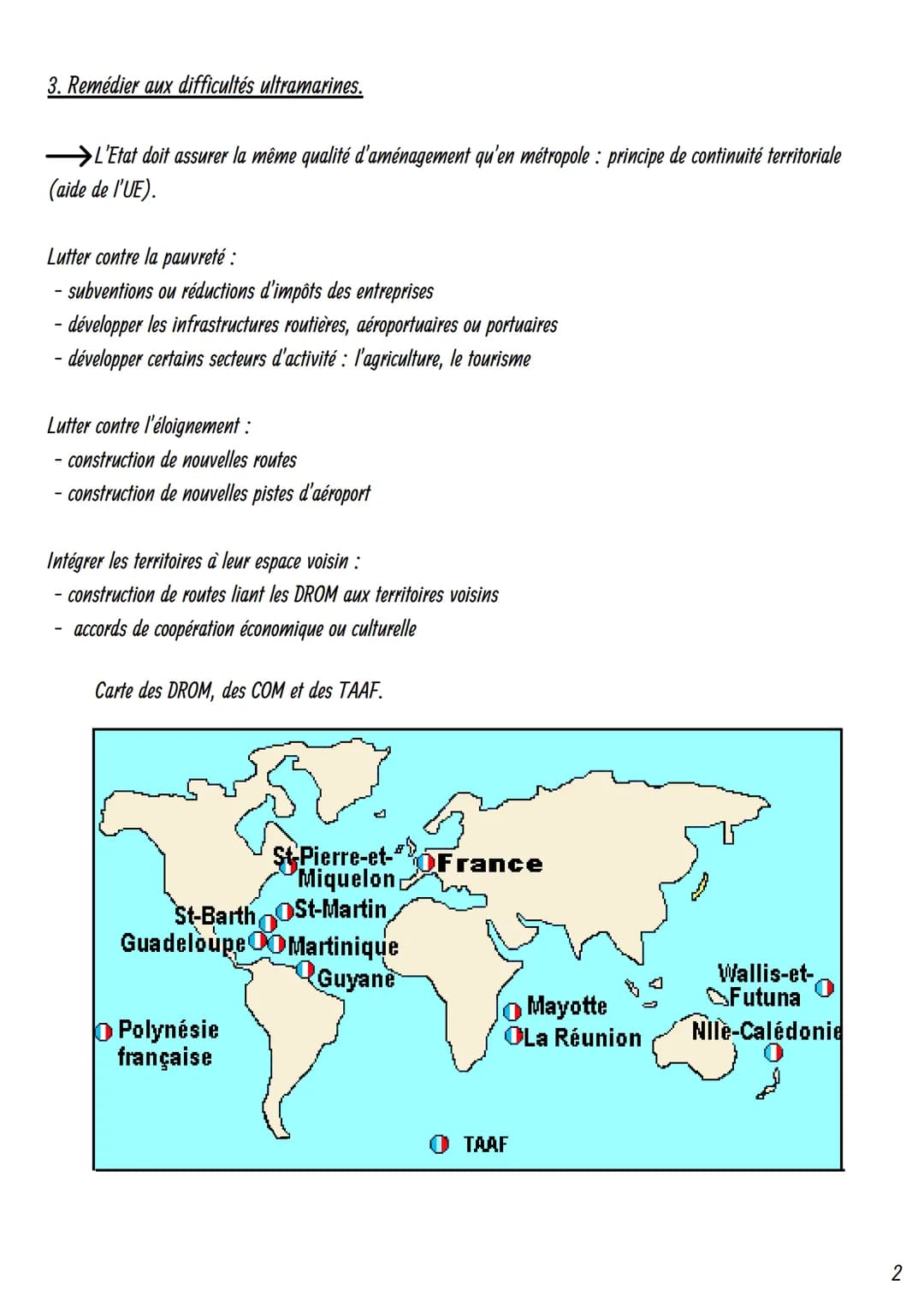 Nombreuses inégalités entre territoires nationaux (ex: région parisienne plus riches que d'autres).
Les régions les plus riches : Ile de Fra