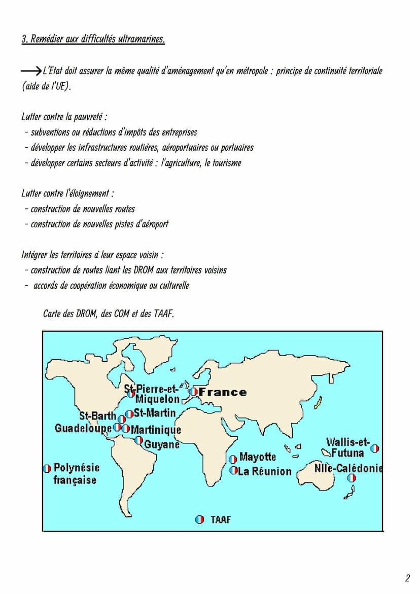 Nombreuses inégalités entre territoires nationaux (ex: région parisienne plus riches que d'autres).
Les régions les plus riches : Ile de Fra