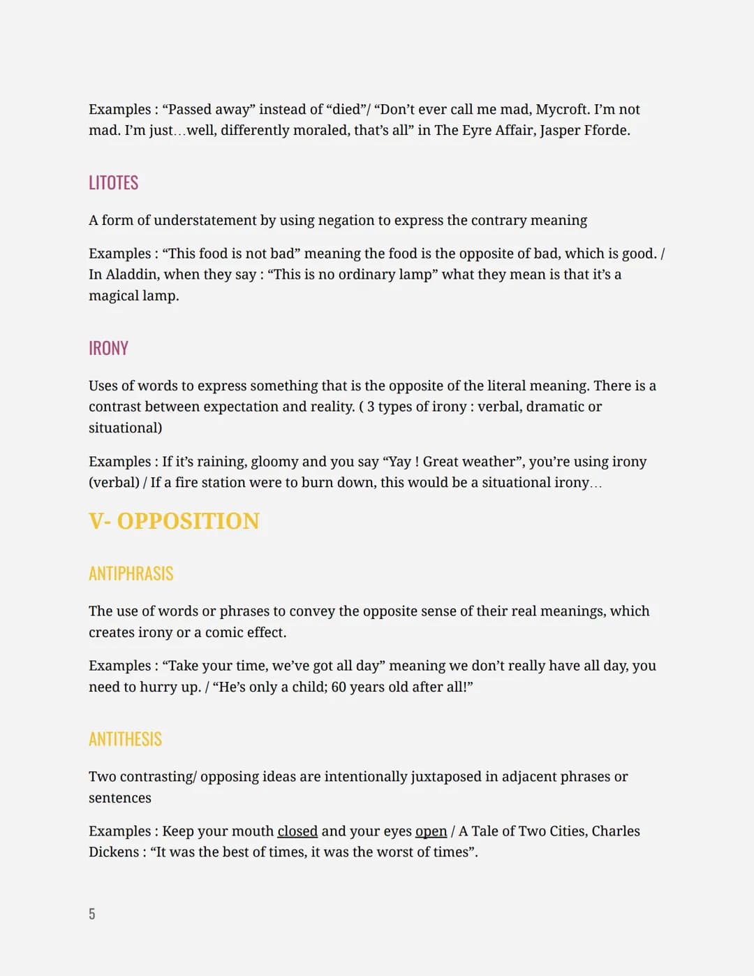 I- COMPARISON
SIMILE
Literary Devices
An overt comparison showing similarities between two things, usually with "like" or "as"
Examples: As 