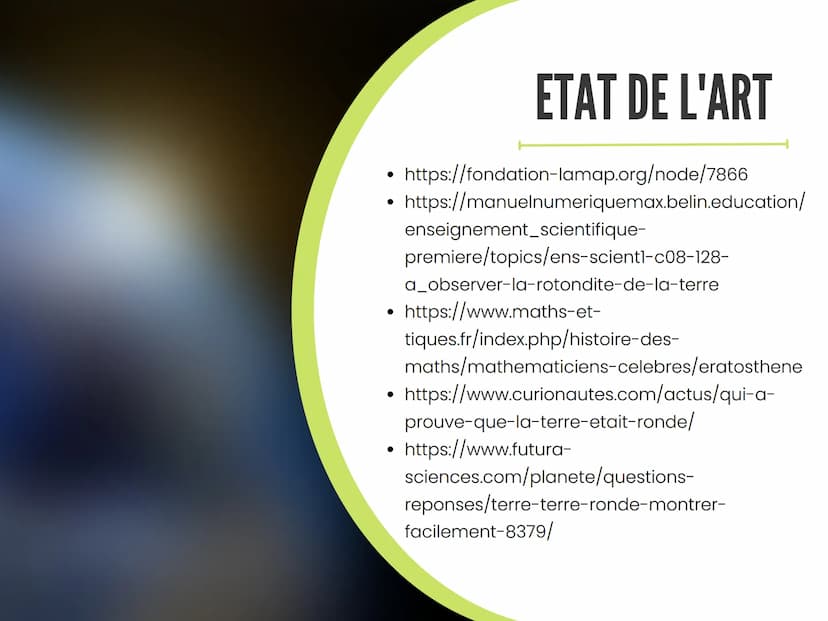 LE MYSTERE DE LA
FORME DE LA TERRE Introduction
Observation
Experiences
Conclusion
1
2
3
4
L'historique et les personnes qui ont prouvé que 
