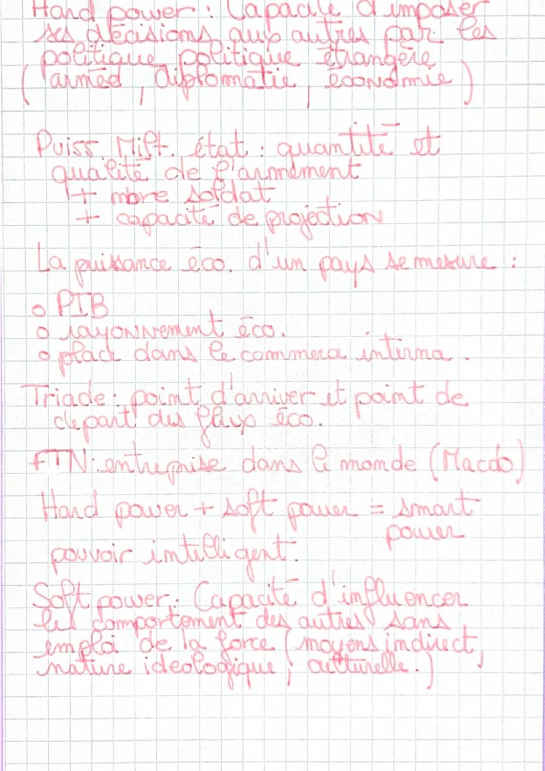 que possède un
Ta les dimile
Puissance Ensemble des capacitis
état. Cherchy
pour défendre leur
place rapport de force internatio-
.
(faire,
