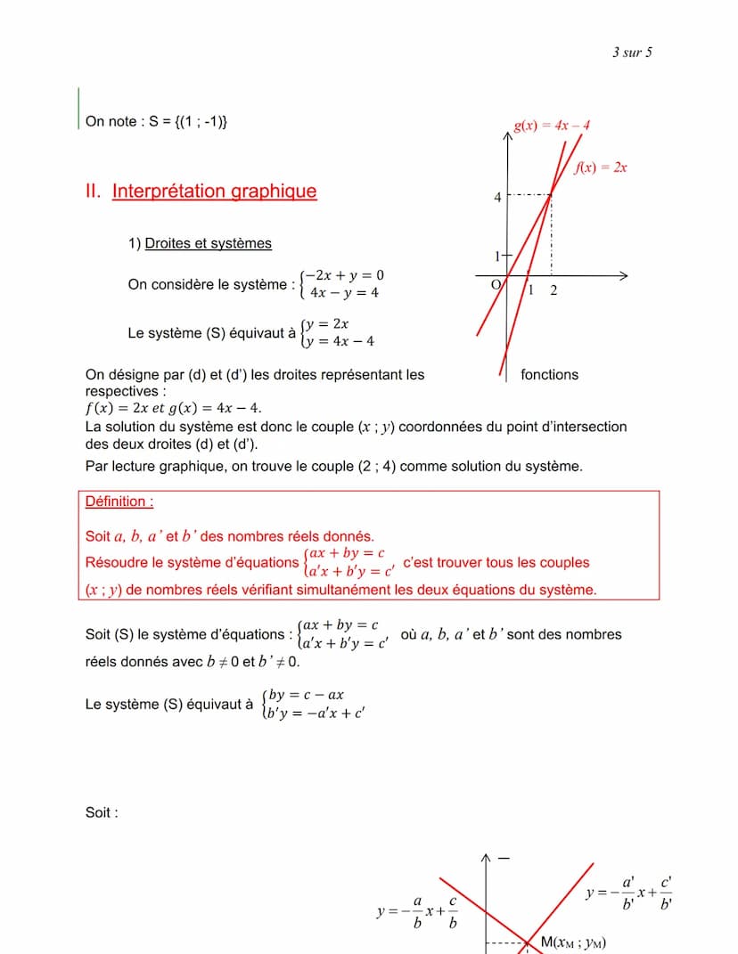 SYSTEMES D'EQUATIONS ET DROITES
I. Méthodes de résolution
1) Méthode de substitution
Méthode: Résoudre un système d'équations par la méthode