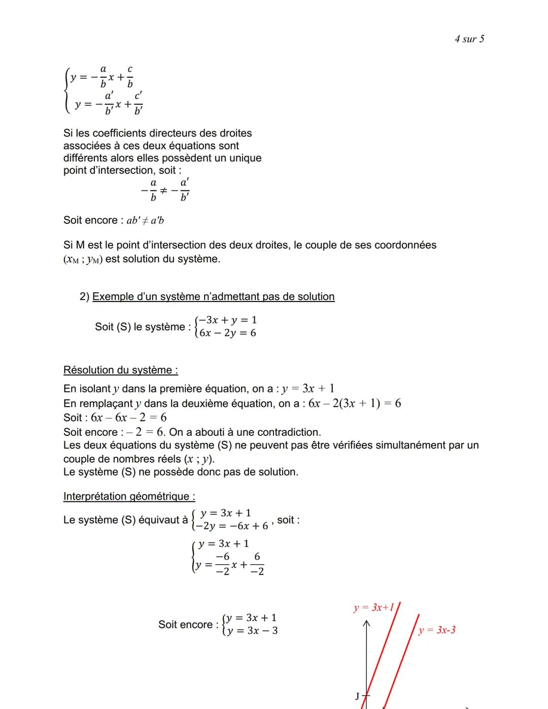 SYSTEMES D'EQUATIONS ET DROITES
I. Méthodes de résolution
1) Méthode de substitution
Méthode: Résoudre un système d'équations par la méthode