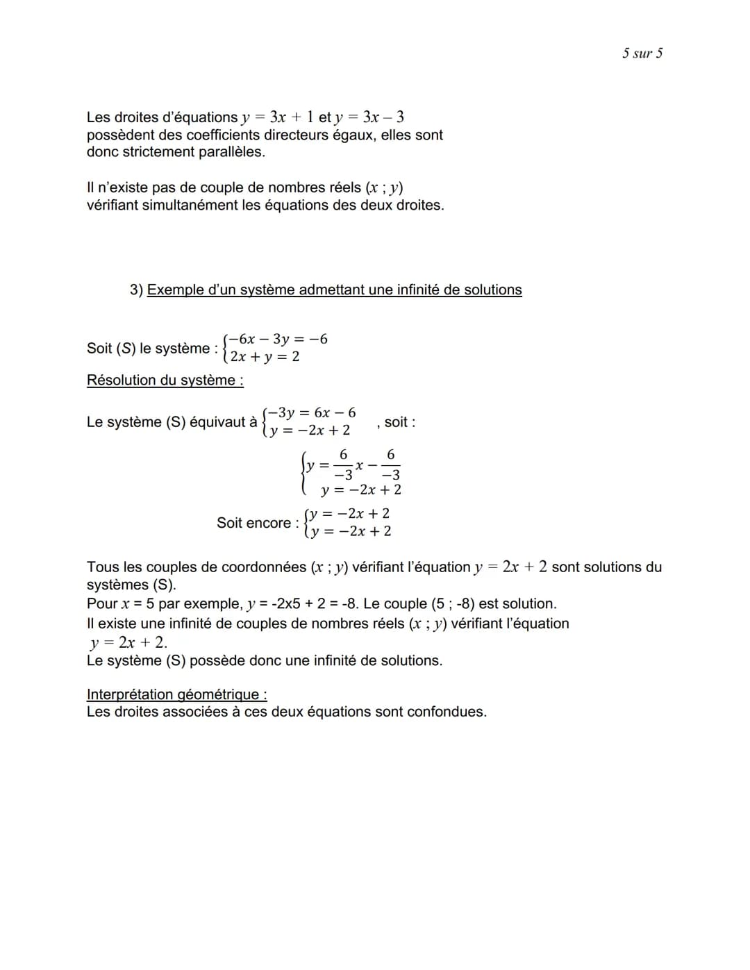 SYSTEMES D'EQUATIONS ET DROITES
I. Méthodes de résolution
1) Méthode de substitution
Méthode: Résoudre un système d'équations par la méthode