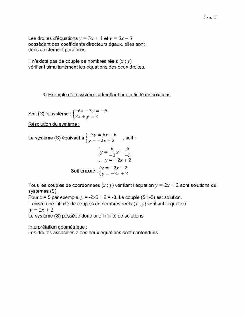 SYSTEMES D'EQUATIONS ET DROITES
I. Méthodes de résolution
1) Méthode de substitution
Méthode: Résoudre un système d'équations par la méthode