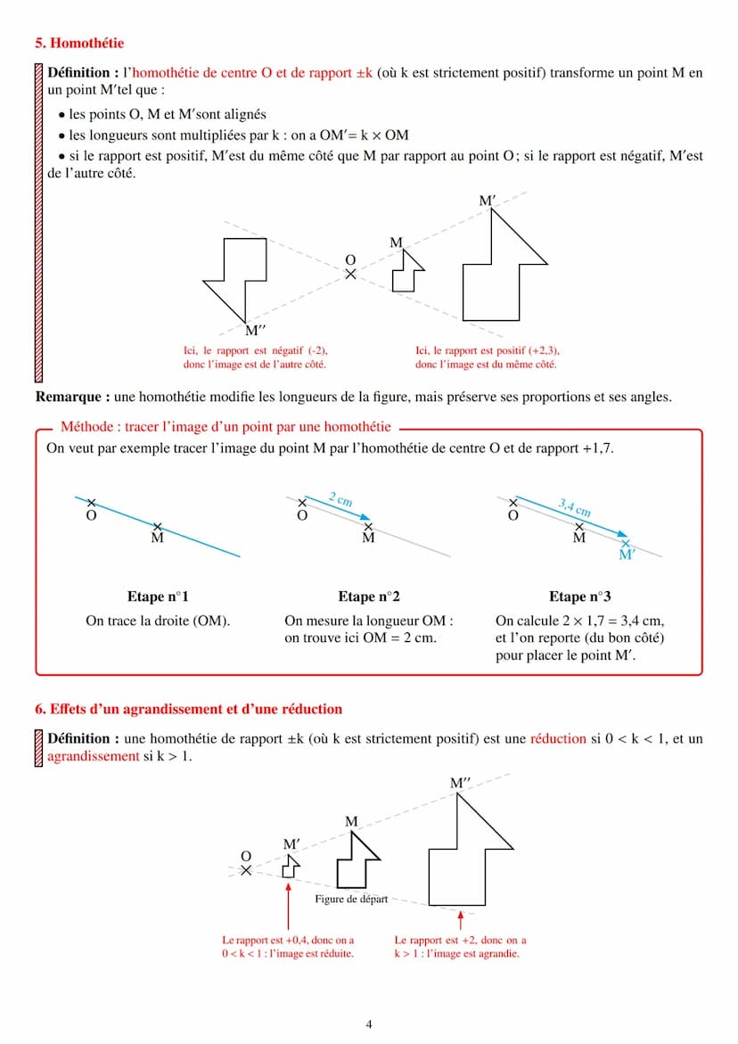 TRANSFORMATIONS GÉOMÉTRIQUES
- À CONNAITRE PAR COEUR -
Définition et propriétés : homothétie
OBJECTIFS DU CHAPITRE
Effets d'une homothétie s