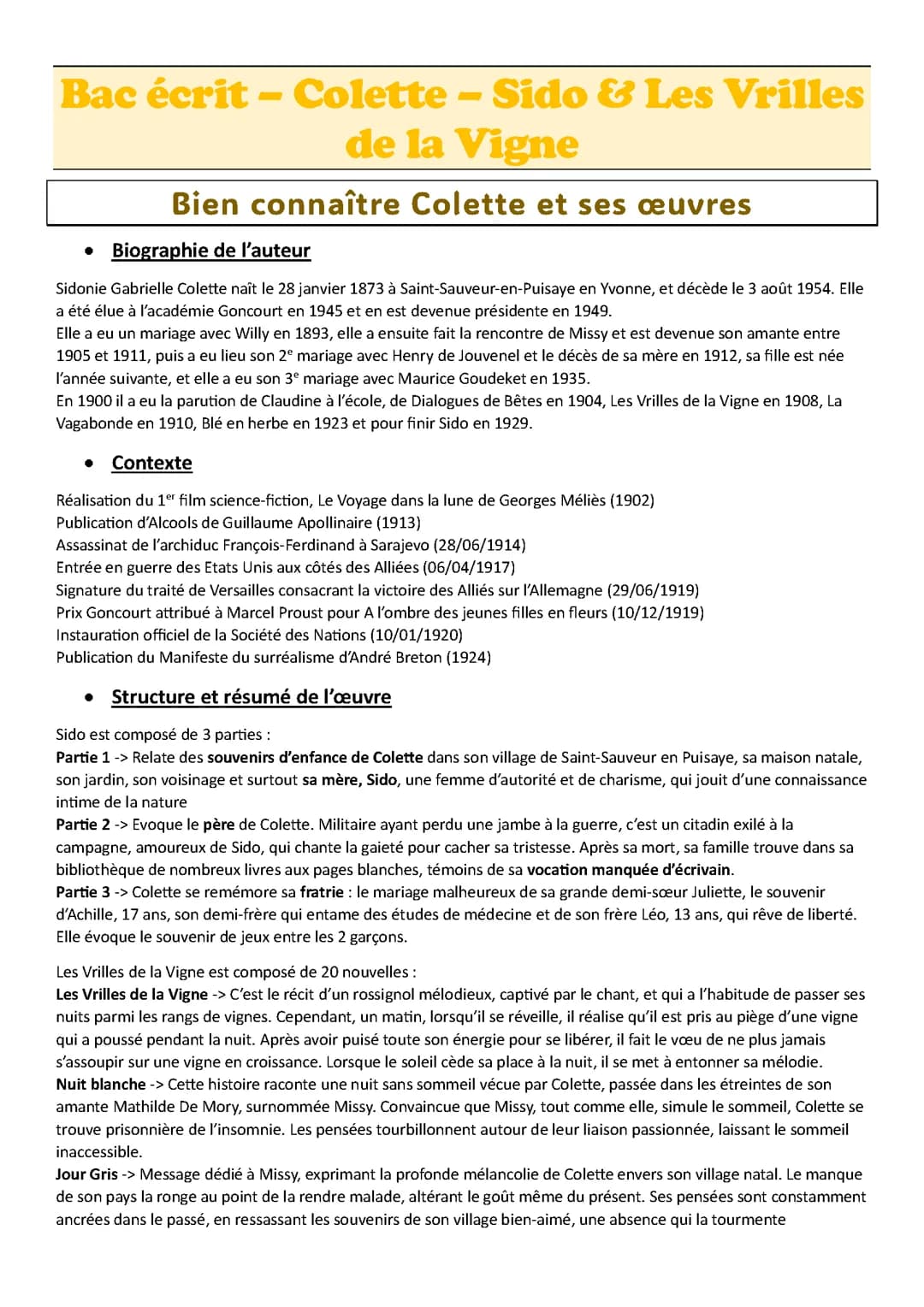 Fiche Colette