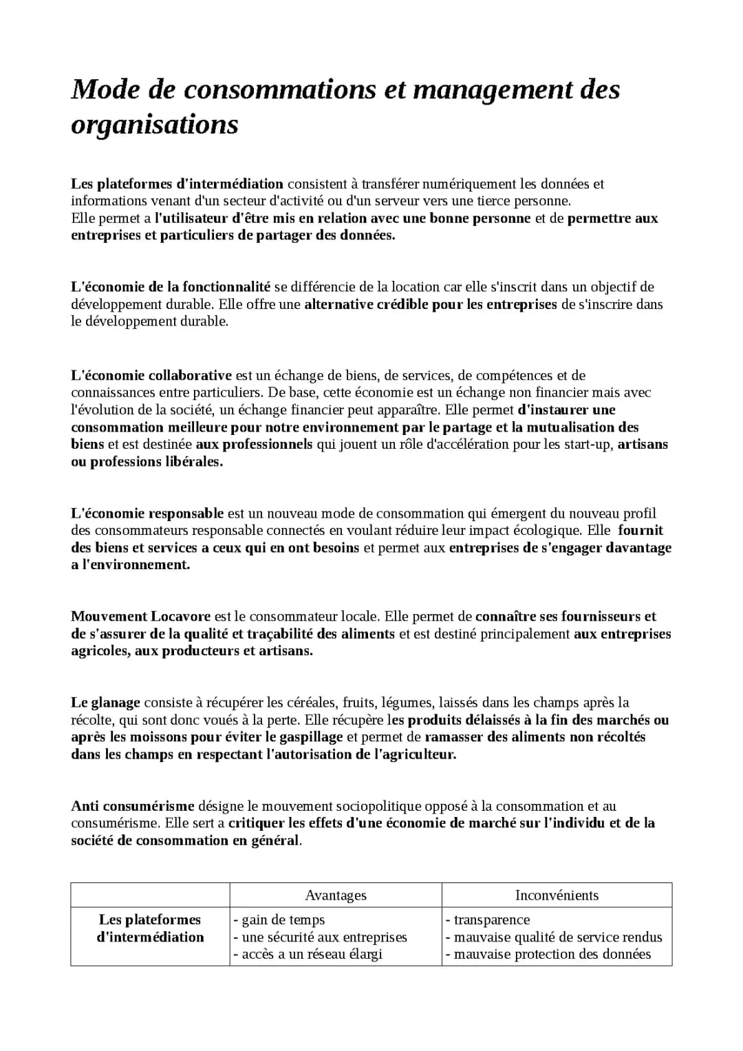 Mode de consommation STMG