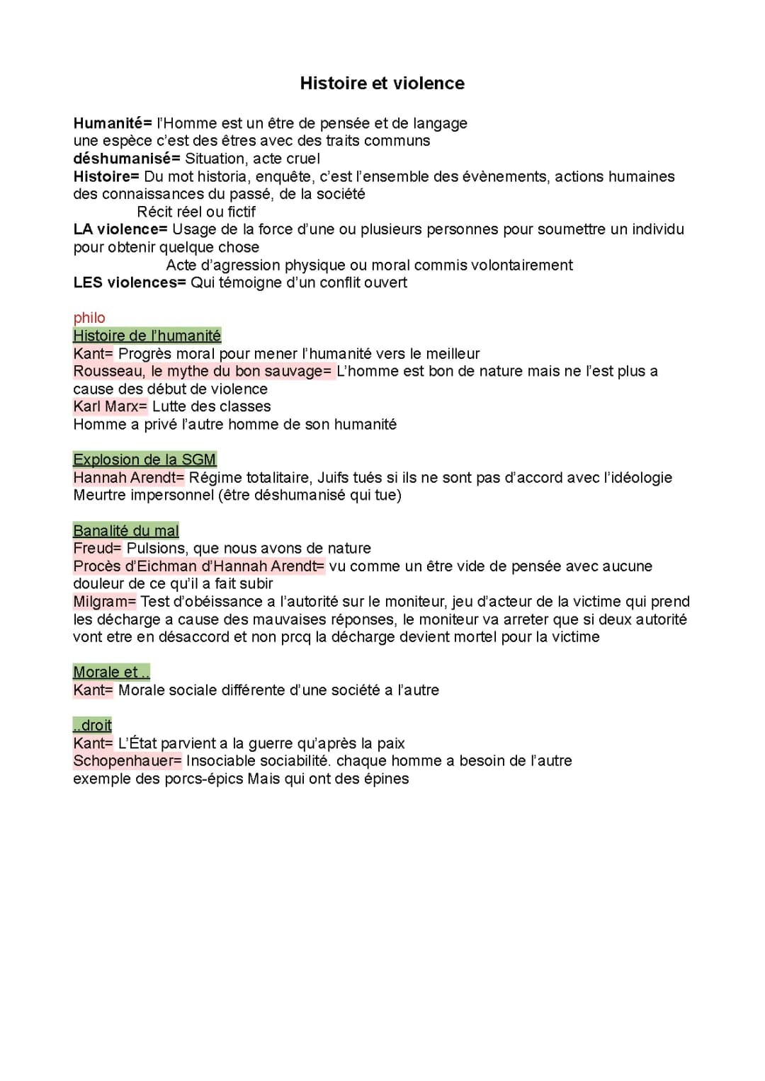 Histoire et violence HLP philo