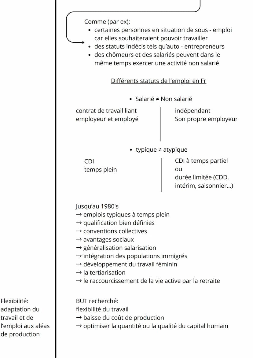 Mutations du travail et de l'emploi
I – Les caractéristiques du travail, de l'emploi et de l'activité
DEFS
Statut d'emploi:
Distinguer :
Tra