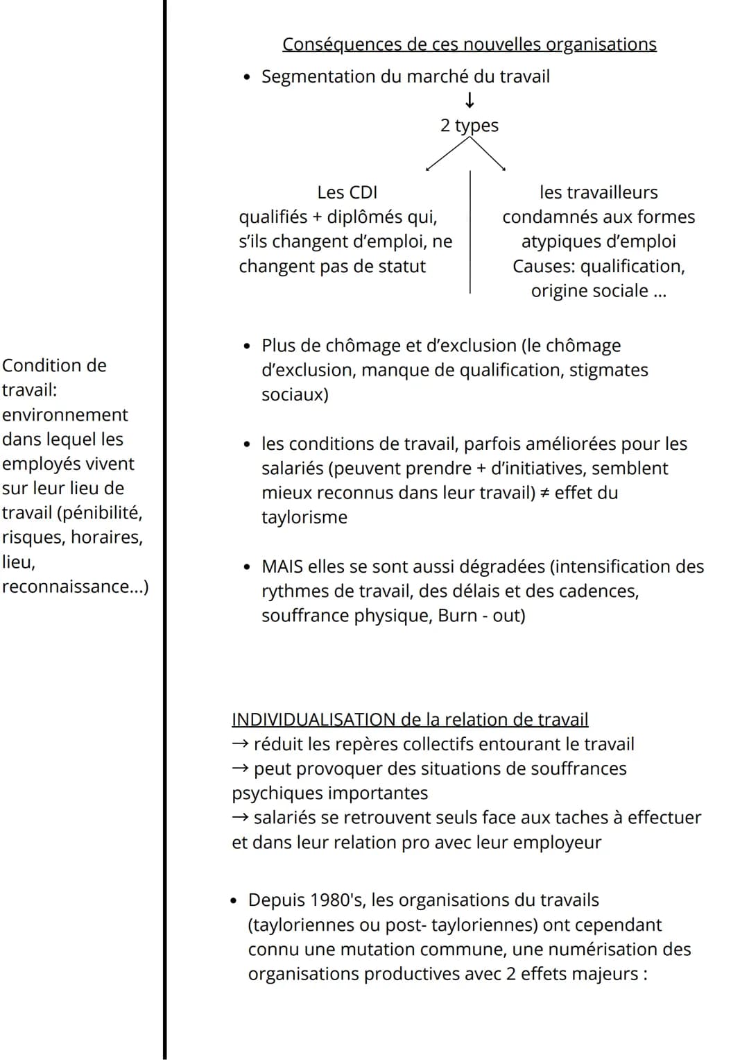Mutations du travail et de l'emploi
I – Les caractéristiques du travail, de l'emploi et de l'activité
DEFS
Statut d'emploi:
Distinguer :
Tra