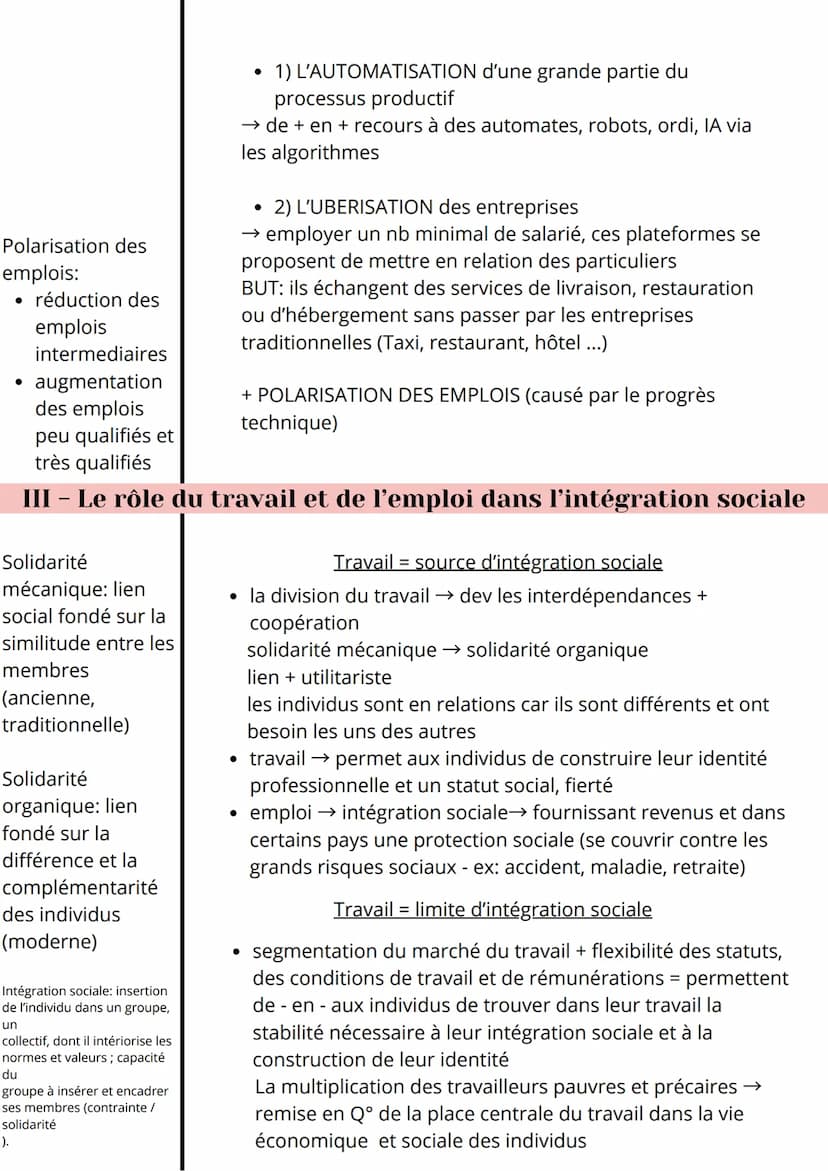 Mutations du travail et de l'emploi
I – Les caractéristiques du travail, de l'emploi et de l'activité
DEFS
Statut d'emploi:
Distinguer :
Tra